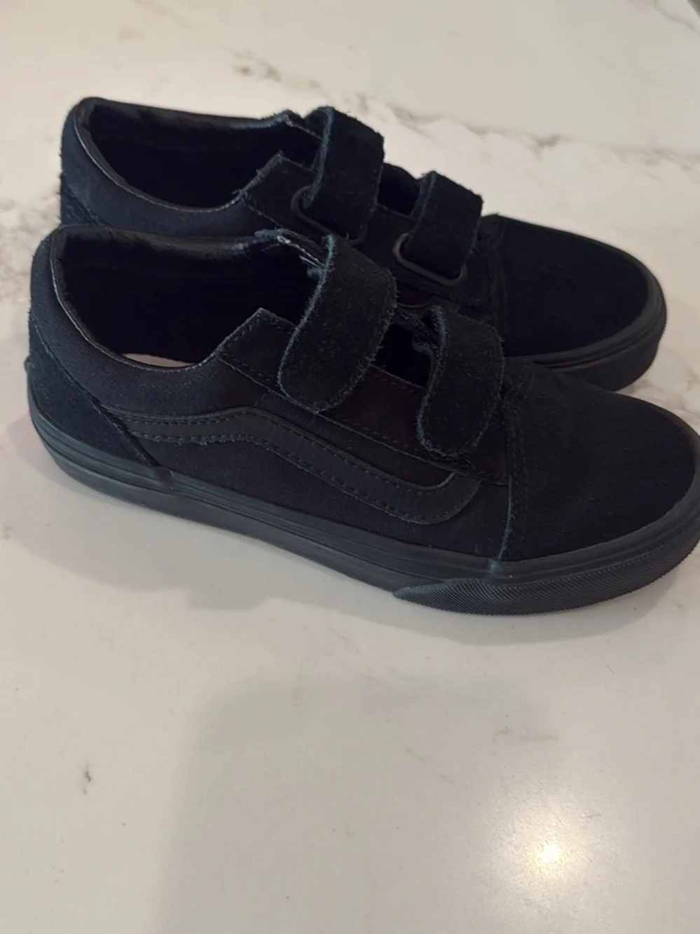 Kids Black Double-Strap Sneakers